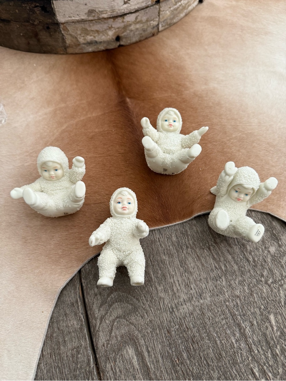 Set of 4 White Ceramic Snow Babies Figurines Department 56 Home Accents